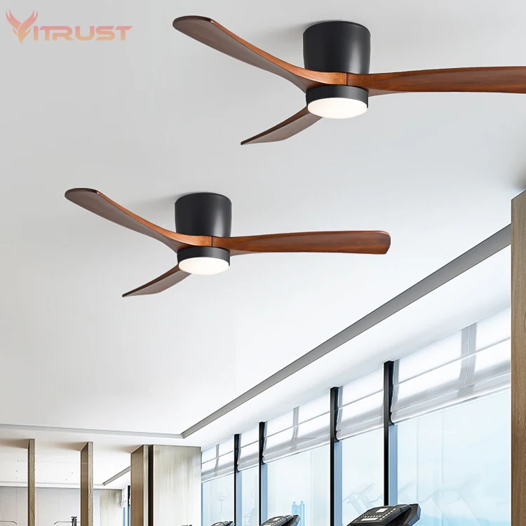 Nordic Frequency Conversion Wooden Ceiling Fan Home Decorative Ceiling Fan with 3 Solid Wooden Fan Blade Support 110-240V