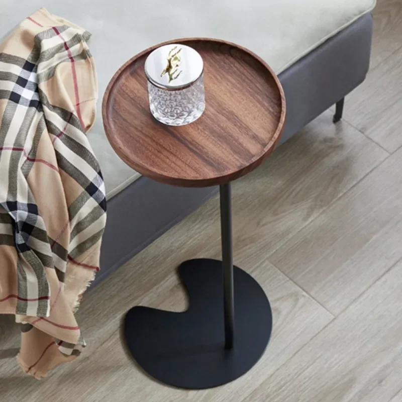 

Walnut Advanced Sense Coffee Tables Bedroom Bed Small Round Table Living Room Narrow Storage Rack Mini Movable Sofa Edge A Few