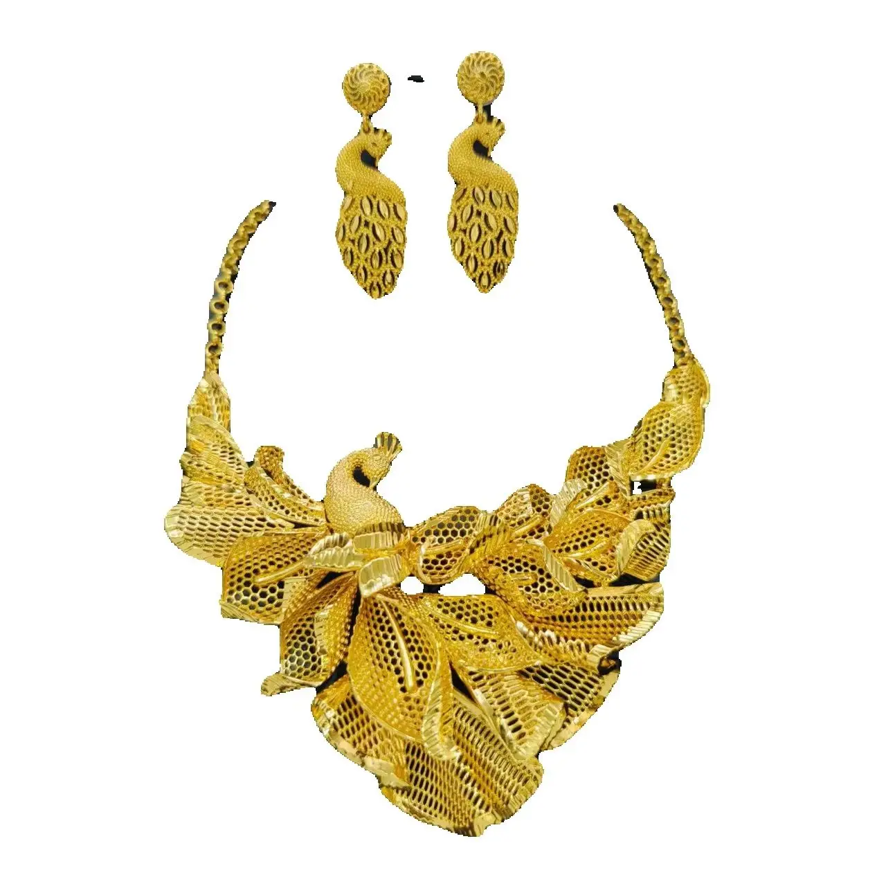 New Dubai Fashion 24K Gold Plated Necklace Earrings Exquisite Engagement Party Jewelry Set for Lover 666 view 4