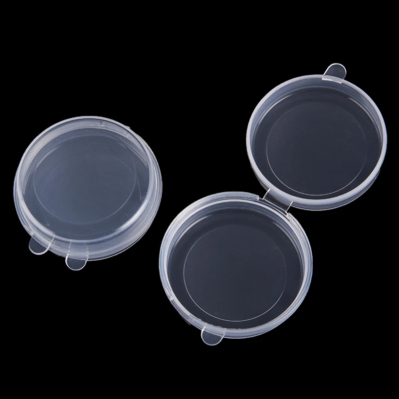 10/20Pcs Transparent Plastic Boxes Round Fishhook Pearl Button Storage Organizer Case Dustproof Durable Jewelry Container