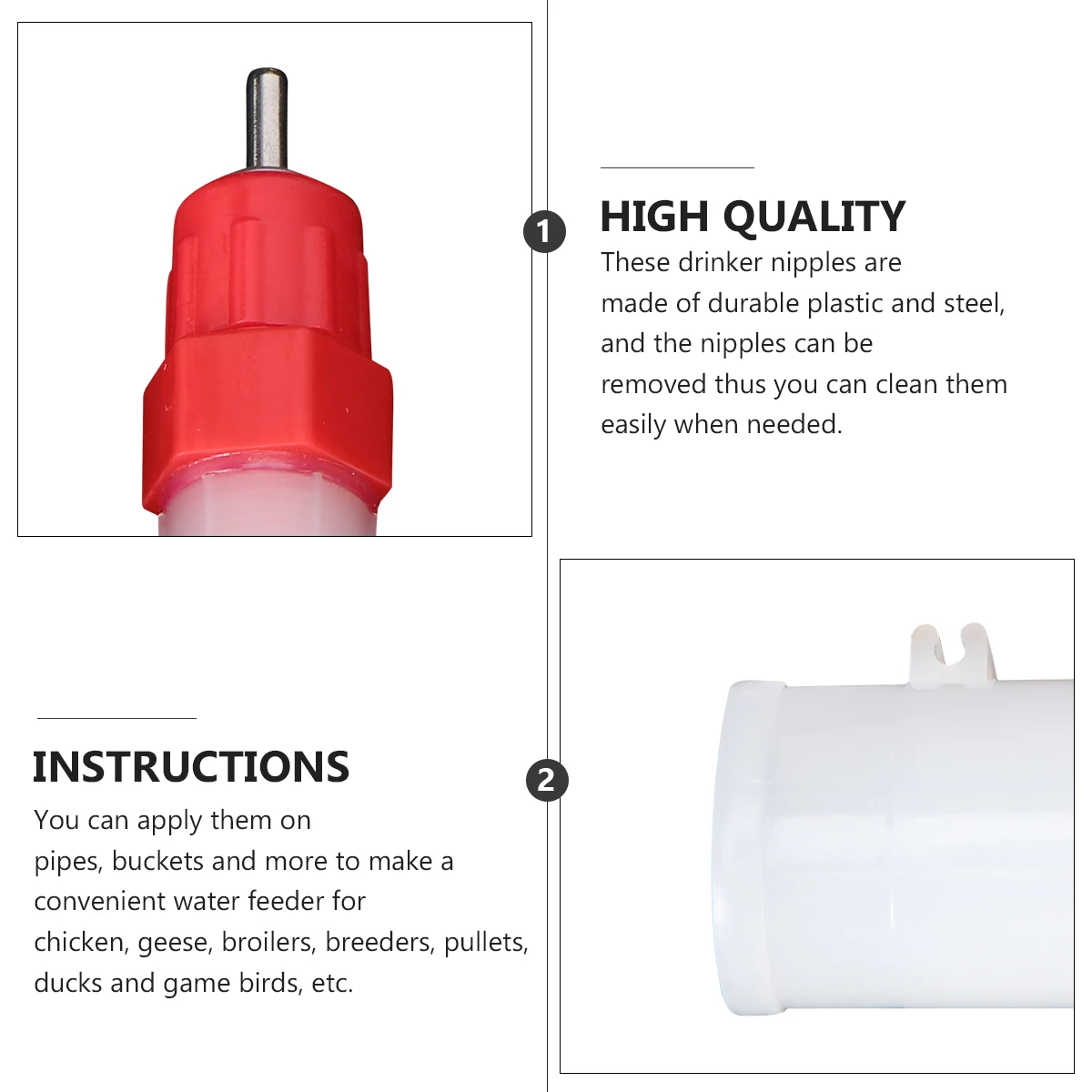 

20Pcs Automatic Chicken Watering Devices Removable Nipple Drinkers for Breeders Ducks Poultry Farm Accessories
