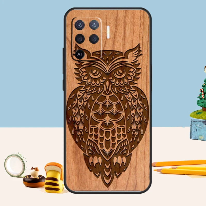 Turtle Elephant Dragon Wood For OPPO A74 A94 A54 A78 A98 A58 A96 A76 A16 A5 A9 A53 A15 A52 A72 A17 A57 A77 A54S Case