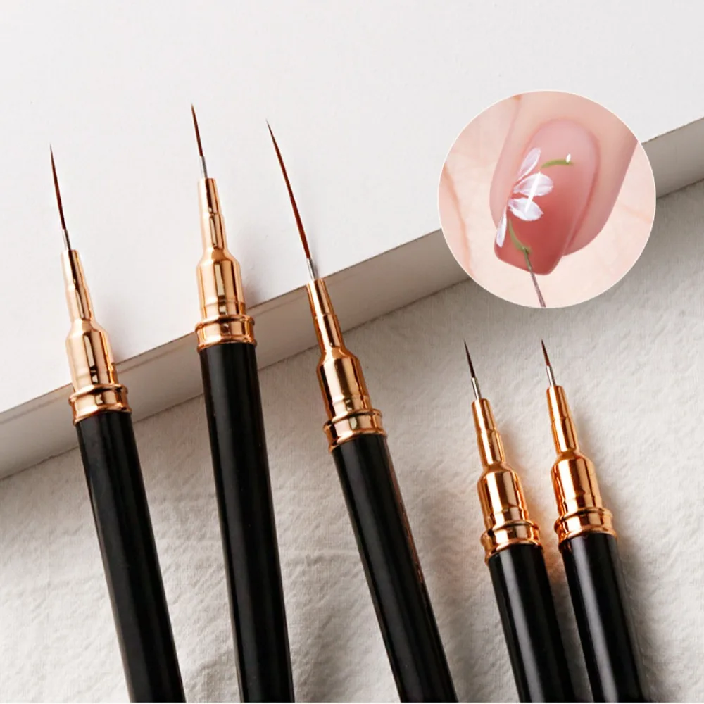 5/7/9/15/25MM 5 pièces ensemble de pinceaux à revêtement pour la peinture des ongles pinceaux à revêtement fin pour ongles ensemble de pinceaux à ongles pour acrylique