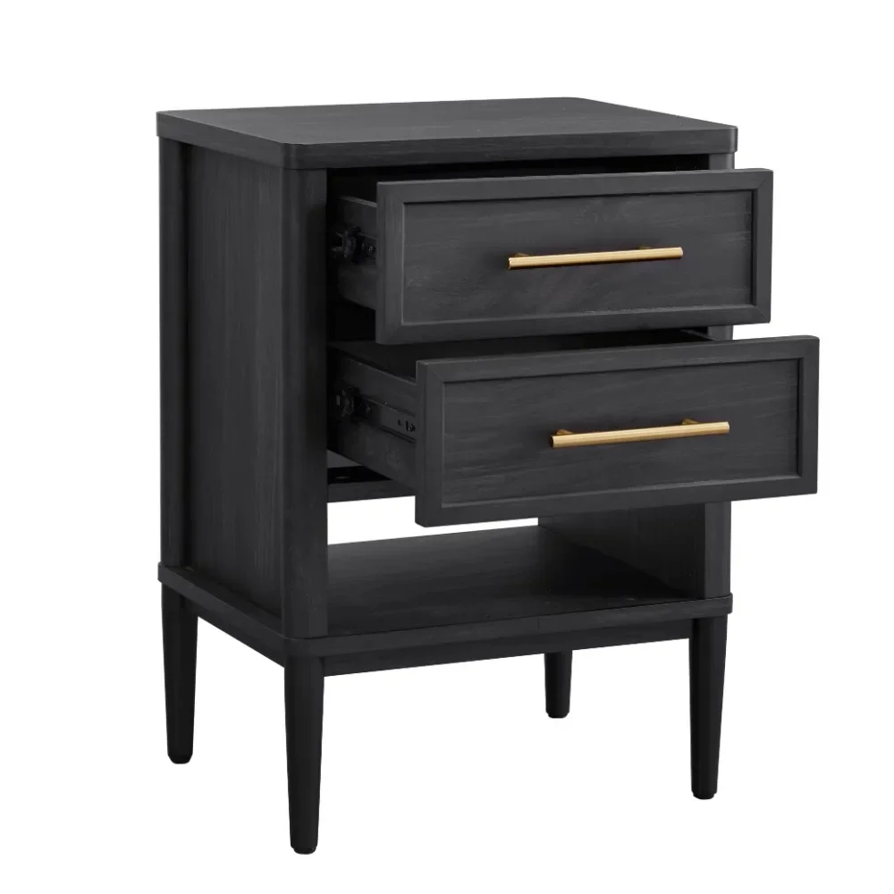 Drawer Nightstand for 19~40 ages,Charcoal Finish Bedroom Bedside Table Nightstand End Side Organ