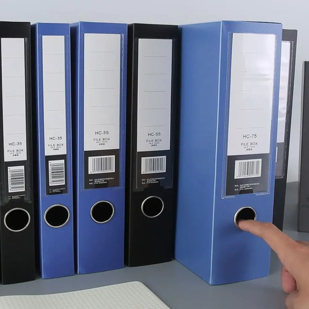 

Thickened A4 File Folder Desktop PP Plastic Dustproof Document Case Black Blue Paper Storage Box Personnel Division