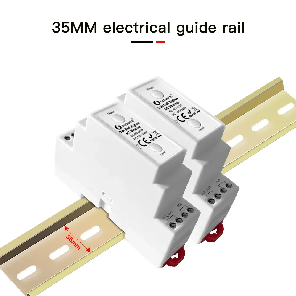 Imagem -04 - Din Rail ac Dimmer App Push Wall Switch Control 35 Milímetros Guia Ferroviário Trabalhar com Tuya Smartthings Alexa Vida Inteligente Gledopto-zigbee3.0