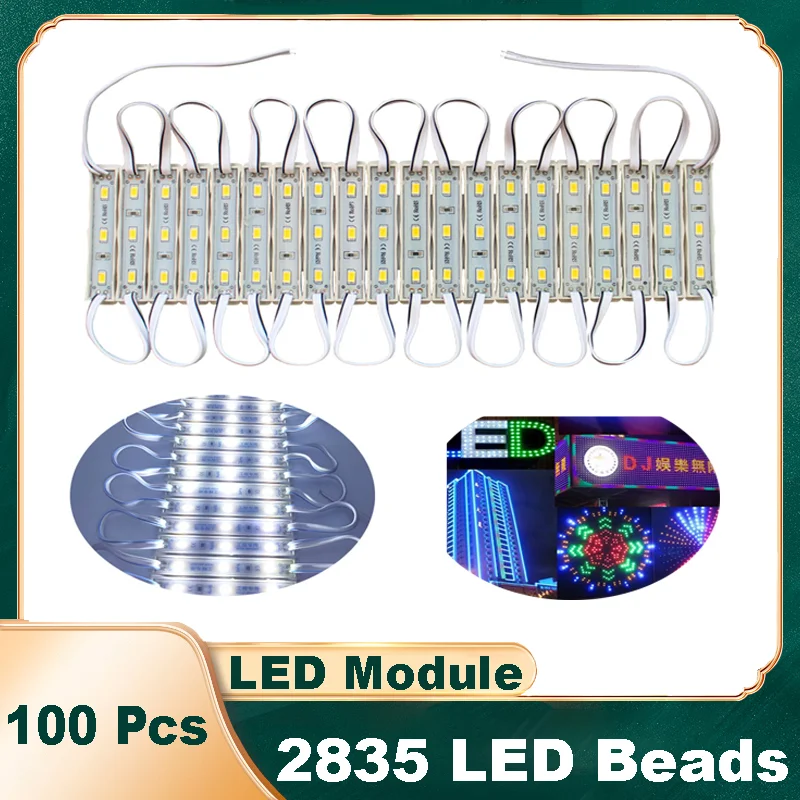 

100 шт., 2835 дюйма, водонепроницаемый модуль, супер яркая подсветка, 12 В постоянного тока