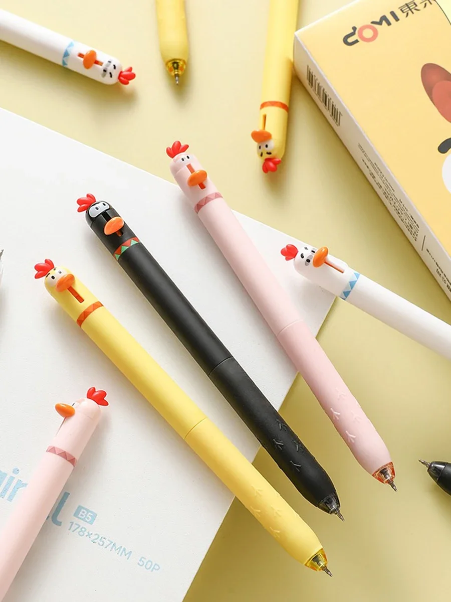 Back To School Funny Gel Pen Chicken Click Pen Stress Relief Toy 0.5mm Fast-Drying Ink for School Office Cute Korean Stationery