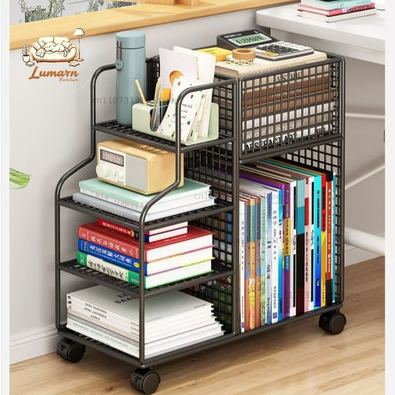 Portable Bookshelf with Wheels Under the Table Storage Rack Beside the Desk Bookshelf for Storing Books Storage New Sales