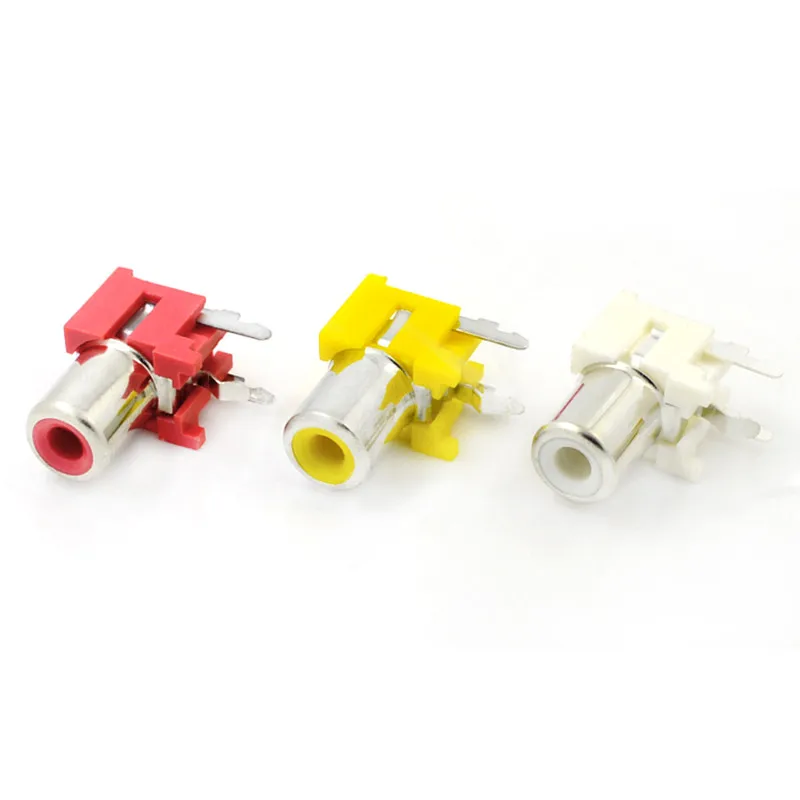 5pcs 1 Way/1 Hole Rca Audio Female Jack AV Audio Input Socket Connector Lotus Row Amplifier Interface Signal/red Yellow White