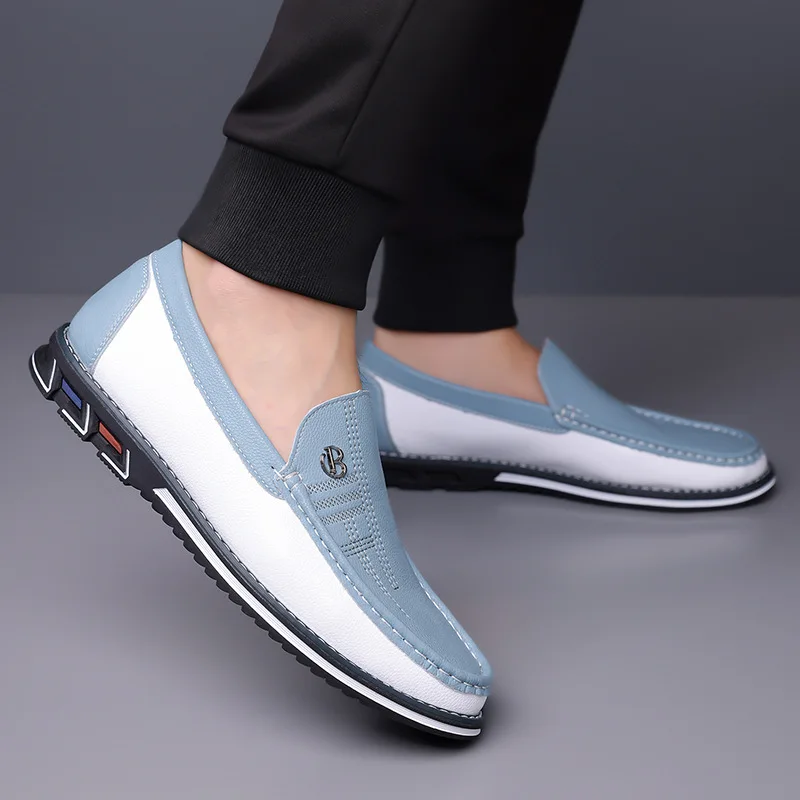 

Loafer men's leather breathable white casual leather shoes for spring and autumn, Korean version casual men's shoes