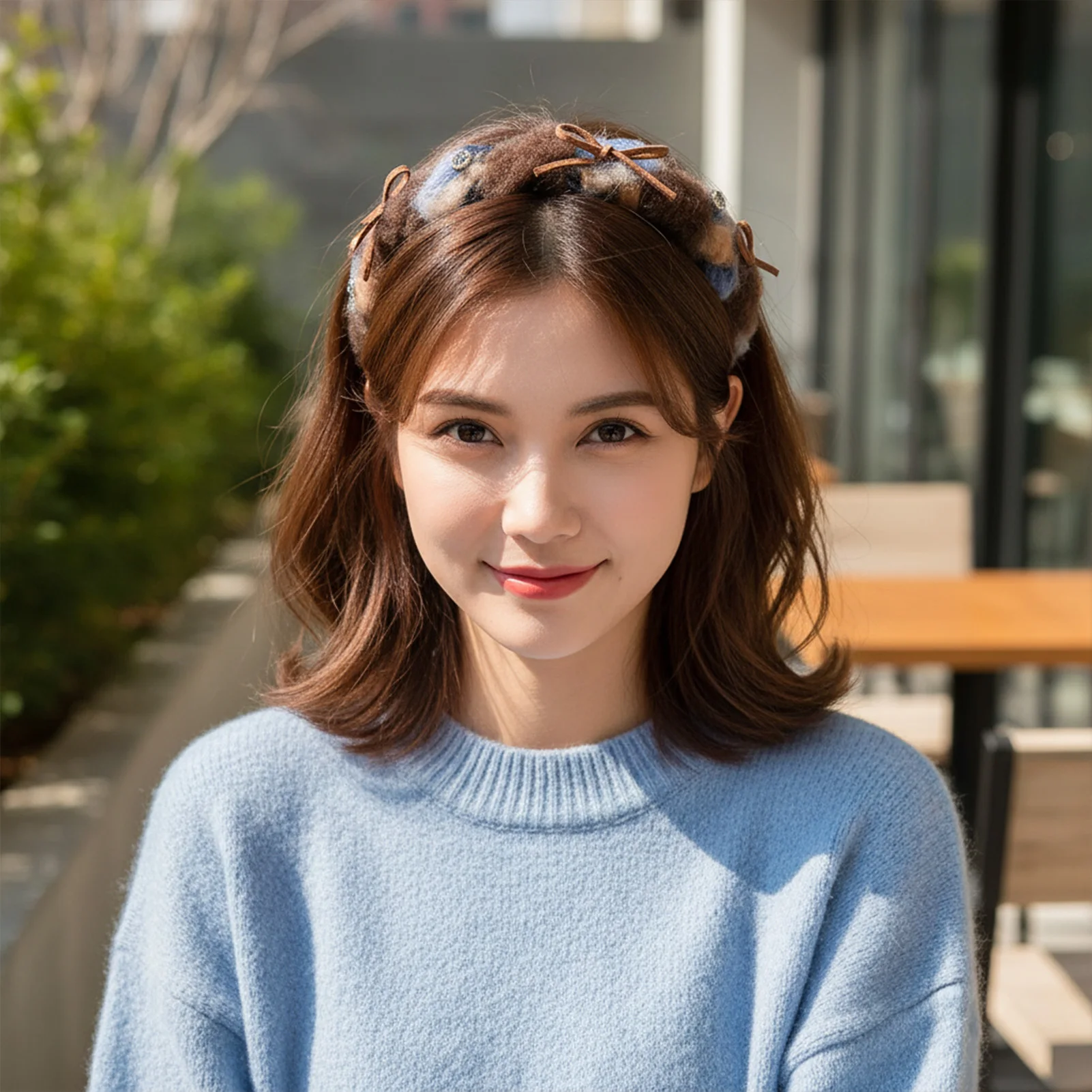 Korean Style Plush Hair Hoop With Combs Rhinestone Bow Hairband Daily Party Casual Tiaras Retro Wedding Bridal Hair Accessories