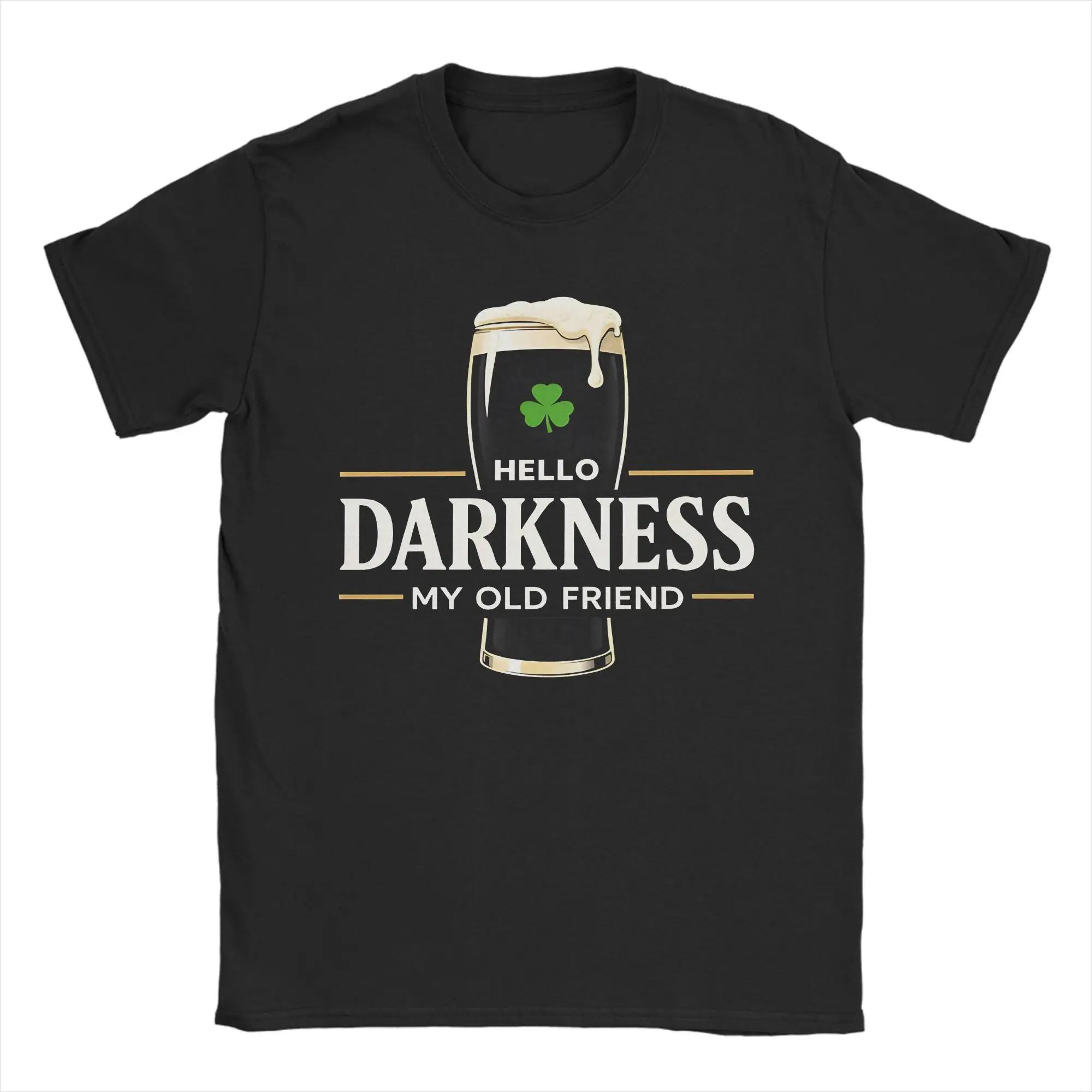 Printed Hello Darkness My Old Friend Stout Dark Beer T Shirt For Unisex  Pure Cotton Tee Shirt Short Sleeve Tops