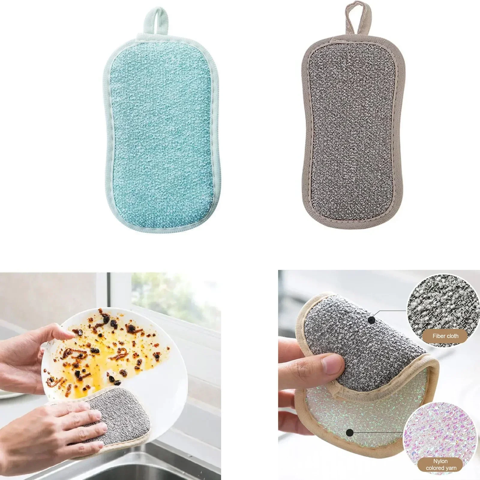 Double Sided Kitchen Cleaning Magic Sponge, Non-Scratch Microfiber Sponge, Reusable Scouring Pad for Scrubbing Cleaning of Dishe