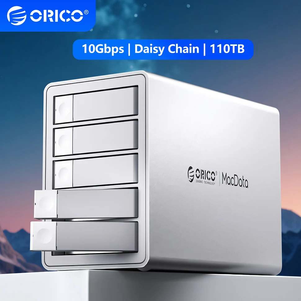 ORICO 10 Gbit/s 4/5 Bay SATA Festplatten-Dockingstation USB 3.2 Gen 2 Typ C 2,5" 3,5" SSD-Festplattengehäuse DAS Daisy Chain-Erweiterung 330 TB