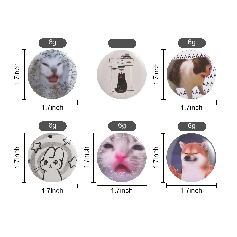 Cute Meme Cat Raccoon Dog Enamel Badge Funny Internet Animal Slogan Round Button Lapel Pin For Bag Backpack Decor Gift