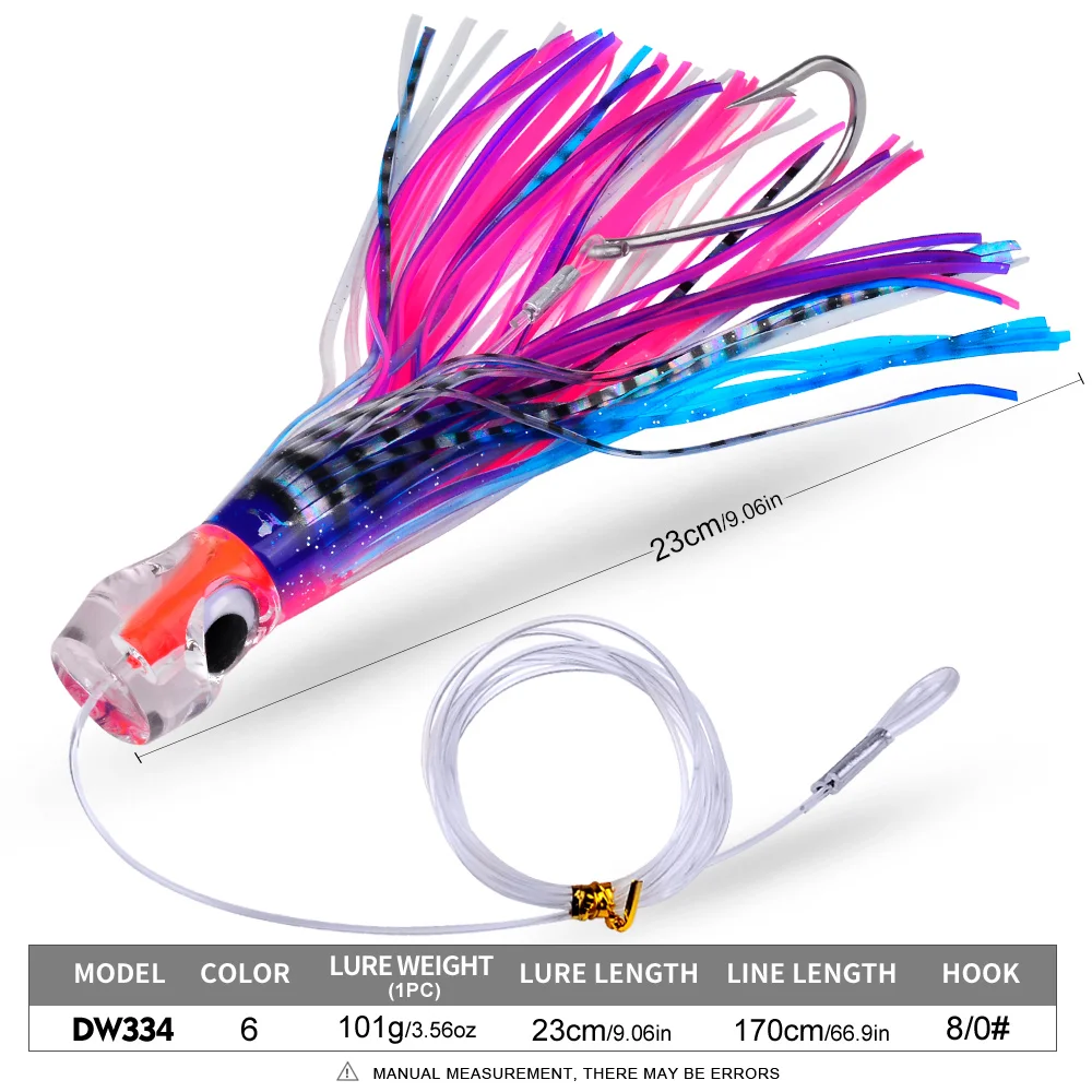 Proberos Set mit 6 Stück 9/8,7/6,7/6 Zoll Trolling-Köder für Marlin, Thunfisch, Delfin, Hai, Big Game, Tiefsee-Angelköder, inklusive Netzbeutel. – Detail 1