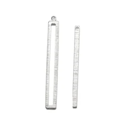 10pcs Brass Silver Plated Textured Rectangle Long Strip Bar Charms Connectors For DIY Earrings Jewelry Making Craft Supplies