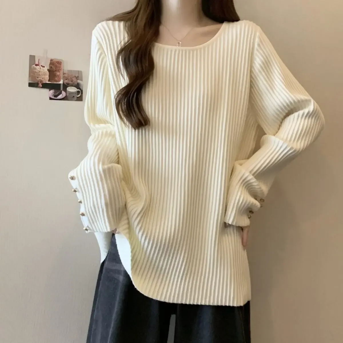 Customization Pit Strip Square Collar Base Shirt For Women In Autumn And Winter New Loose Slim And Warm Inner Wear Irregular