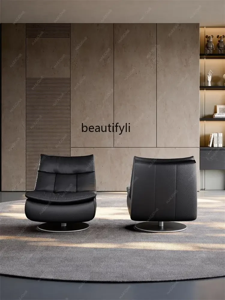 Rotating leisure chair light luxury 2025 new soft bag household leather sofa chair