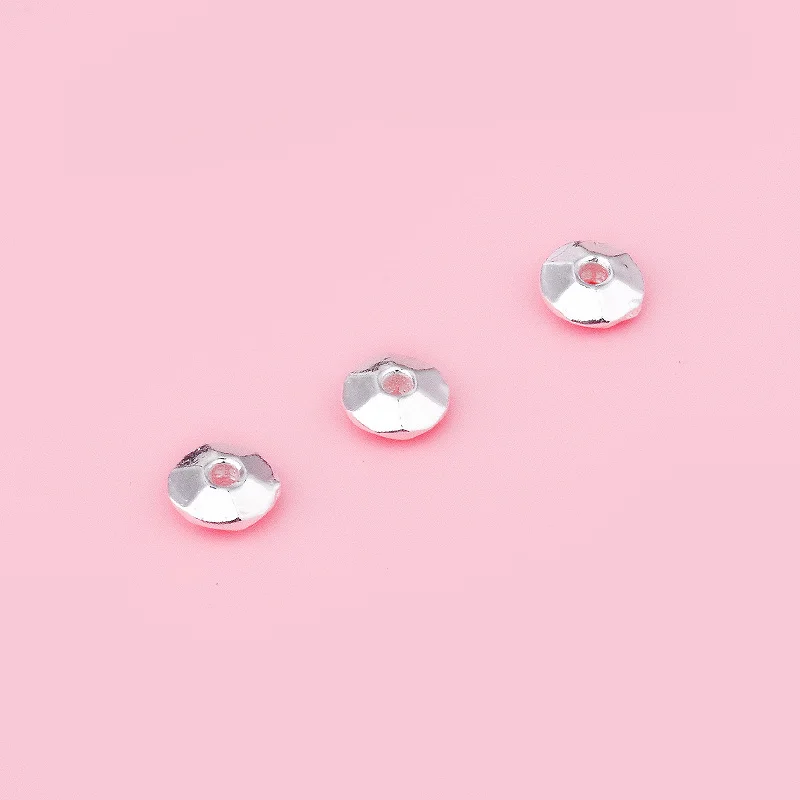 New smooth plain silver flying saucer bead S999 sterling silver loose bead accessories handmade DIY beading