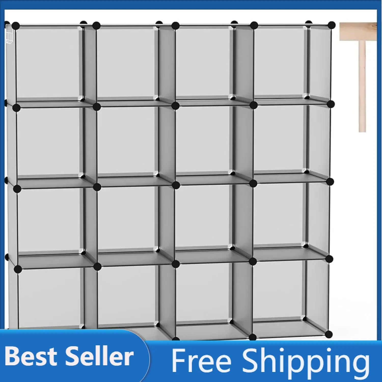 Cube Storage Organizer 16-Cube Shelves Units Closet Cabinet DIY Plastic Modular Book Shelf Ideal for Bedroom