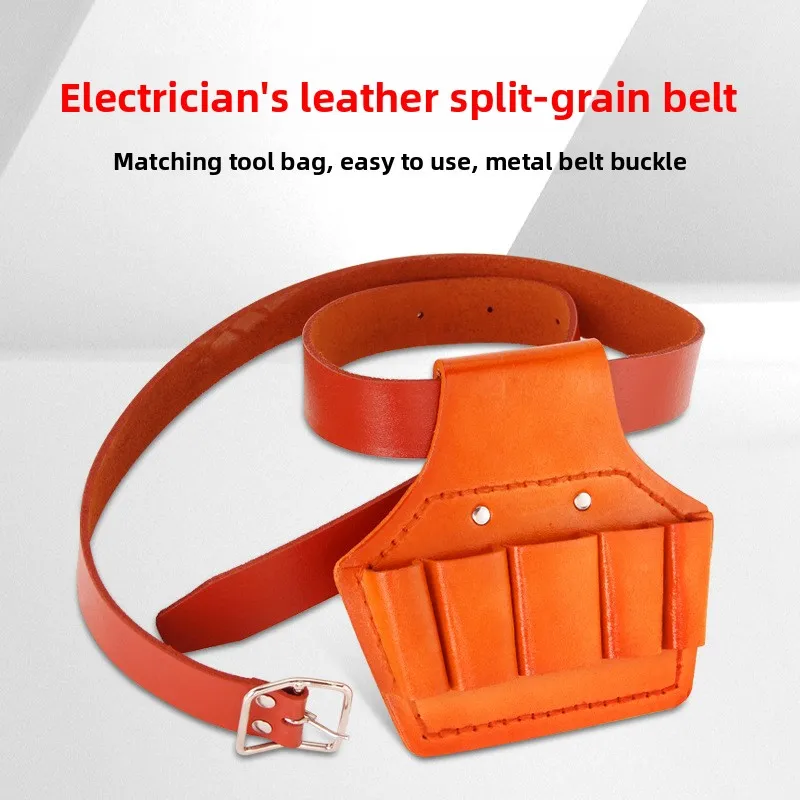 Leather Tool Pouch Belt Electrician 5 Slot Pliers Scissors Holder Cowhide Waist Bag