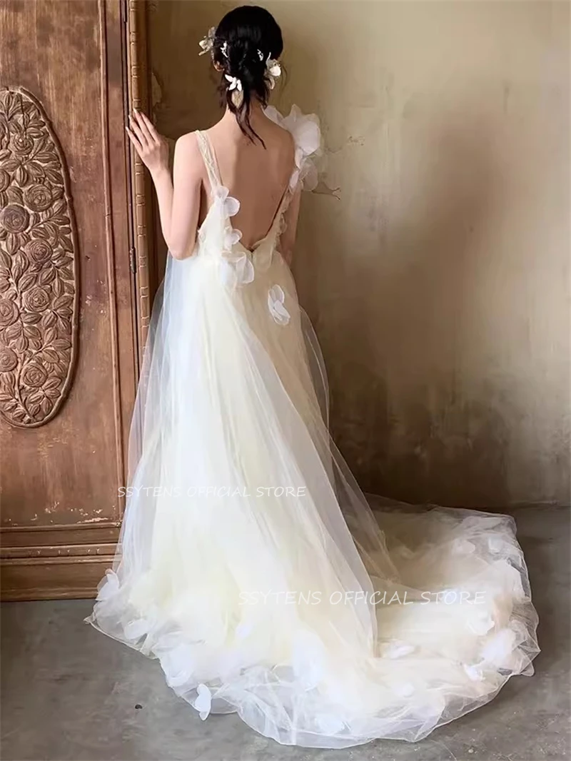 Robe de soirée de mariage ivoire nickel é, robe de mariée coréenne, bretelles spaghetti, tulle, Rh, quelle que soit la robe de soirée formelle