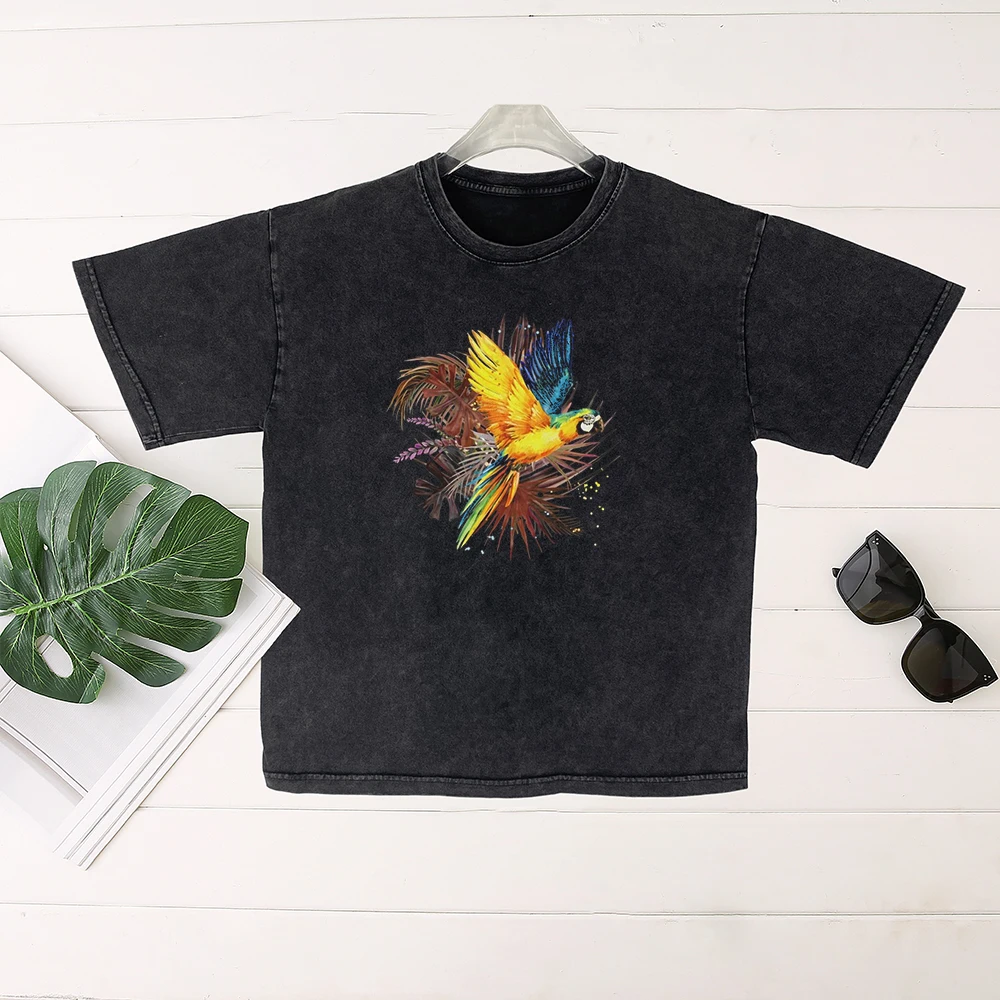 Seeyoushy Macaw Print Fashion Women's T-shirt 2023 New Summer Trend Women's Top Y2K Aesthetic Streetwear Fun Printed Shirt Tees