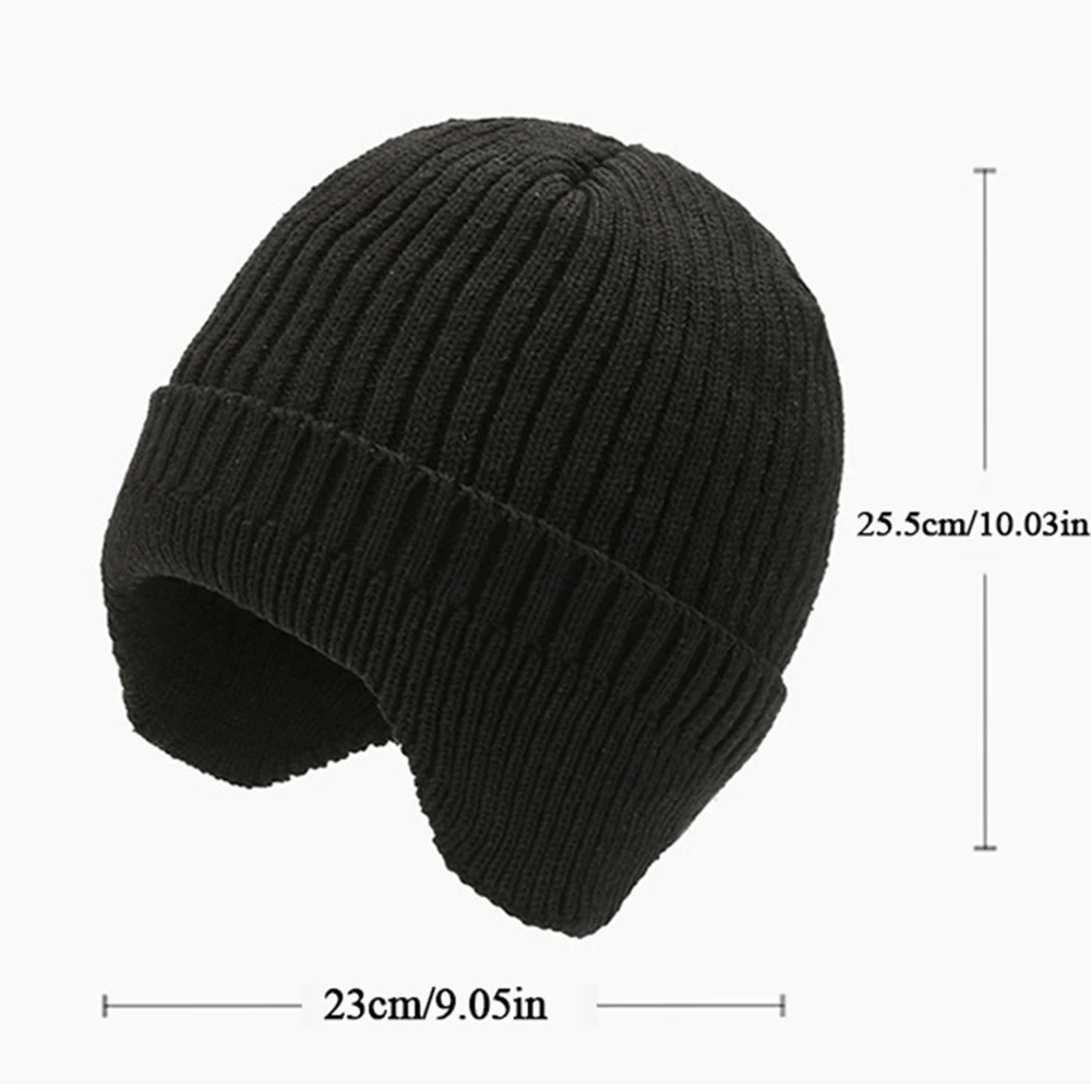 Solid Knitted Hat Winter Thermal Running Sports Hats Stretch Fitness Warm Ear Cover Beanie Hiking Cycling Ski Windproof Cap Soft