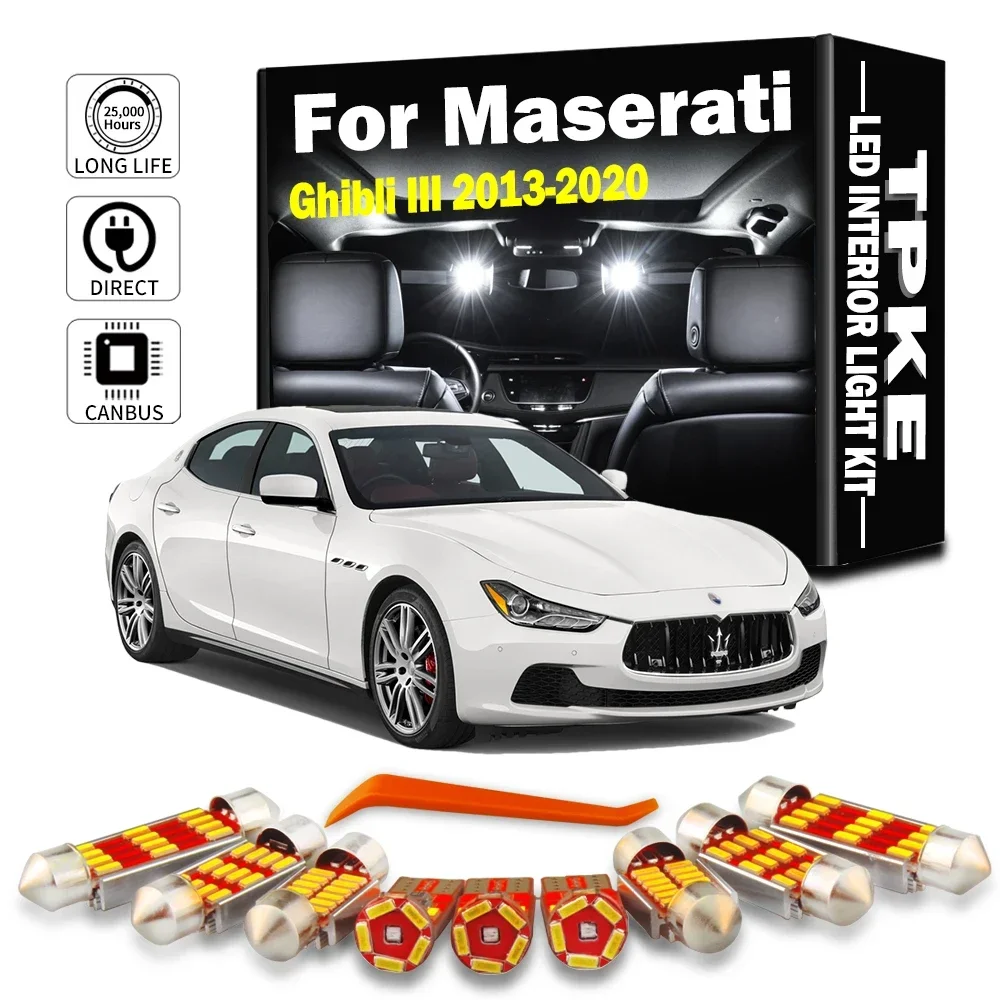 16Pc Vehicle LED Interior Map Dome Door Trunk Luggage Light Kit For Maserati Ghibli III 2013-2017 2018 2019 2020 Car Accessories