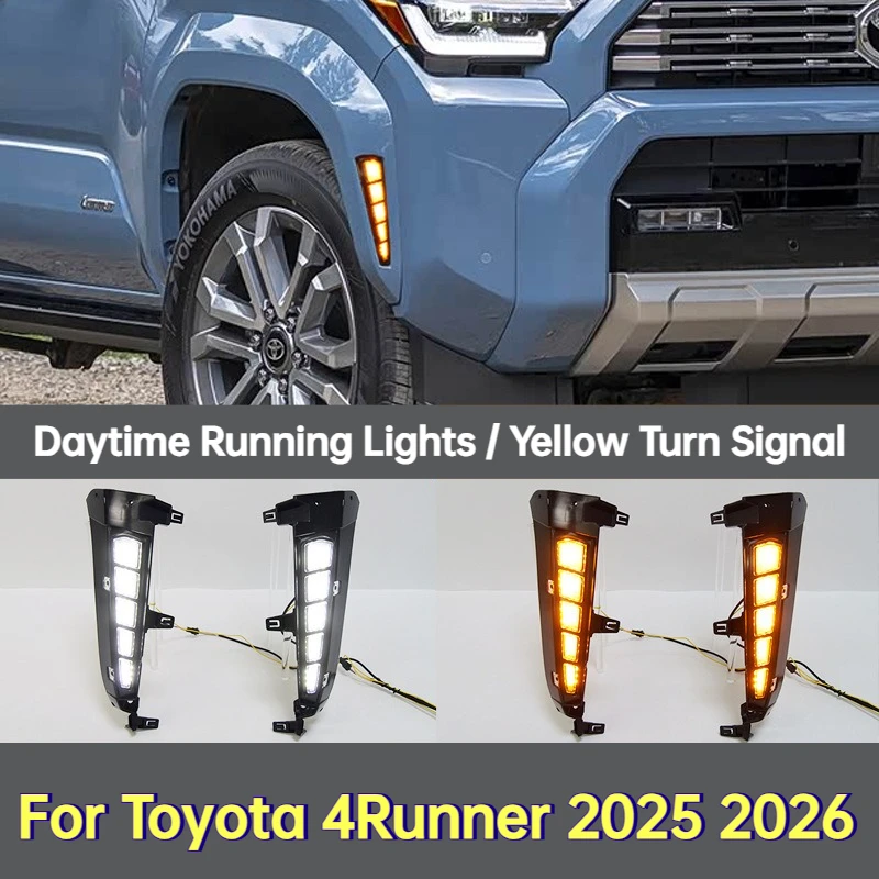 Car Wheel Arch Lights For Toyota 4Runner 2025 2026 LED Daytime Running Lights Yellow Turn Signal Side Fender Marker Accessories