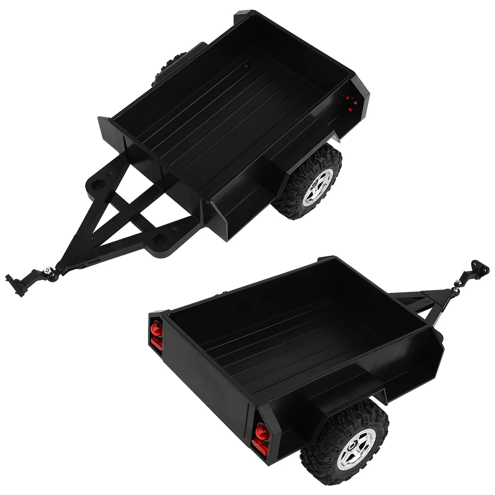 1PC Black 1/18 TRX4m 1/24 SCX24 Plastic Trailer Bucket Car With Wheels for Scale SCX24 RC Crawler Car Upgrade Parts