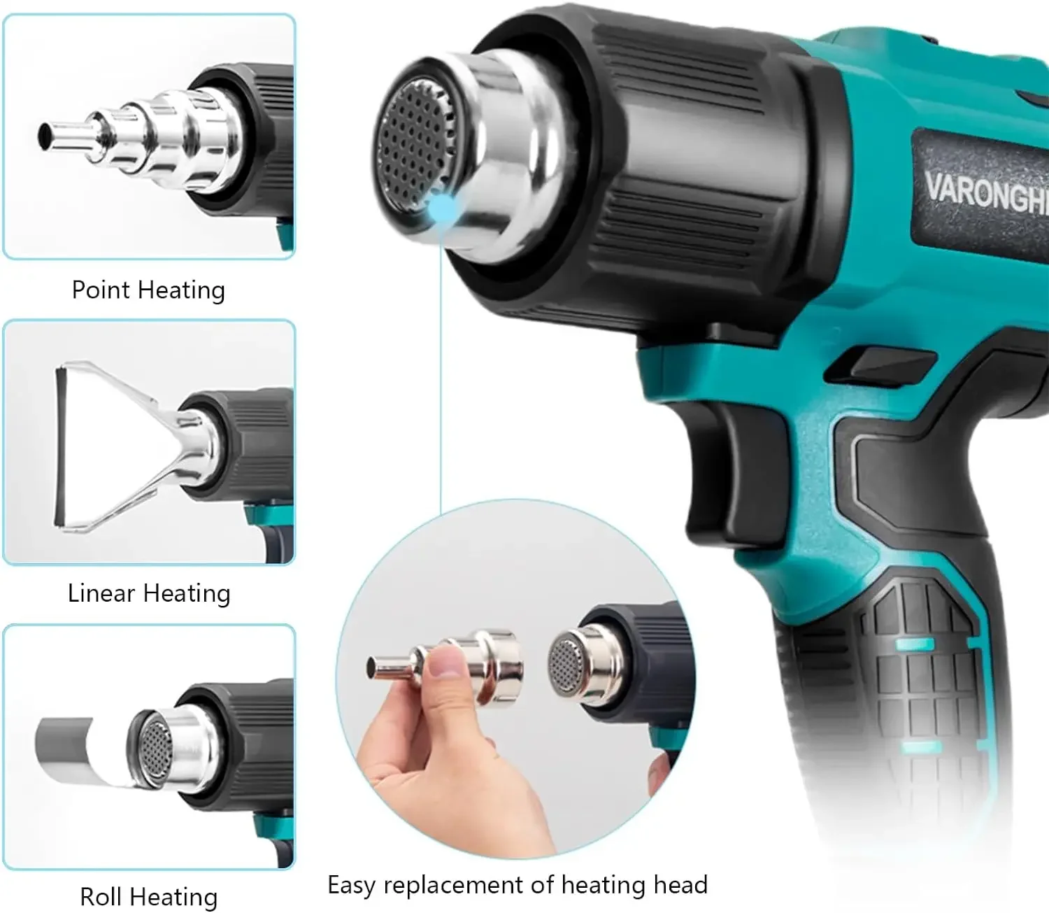 VARONGHKOO Cordless Heat Gun Hot Air Gun Compatible for Crafts Shrink Tubing Resin & Decorating with LCD Digital Display