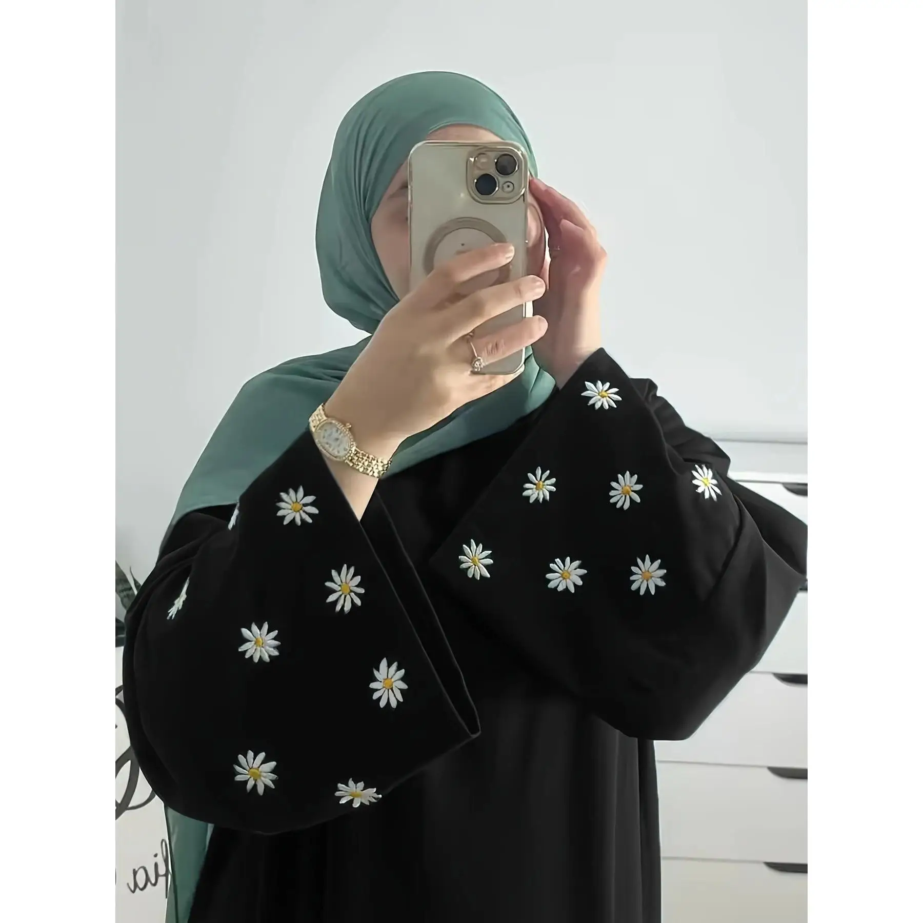 سترة مطرزة طويلة irt دكتور دبي Sle الشرق الأوسط مطبوعة كاجوال نسائية طويلة Sve مستديرة Ne Dr