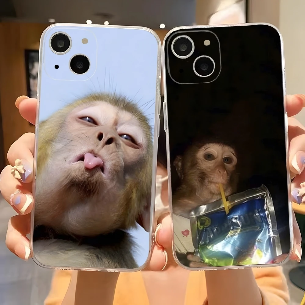 Funda de teléfono Monkey Sipping Caprisun Meme para iphone 15 Pro Max 14 Plus 11 12 13 Mini 7 8 Plus X XR XS SE, funda suave transparente