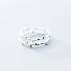 Sole Memory Creative Double Tree Branch Fresh Cute Sweet Art Silver Color Female Resizable Opening Rings SRI344