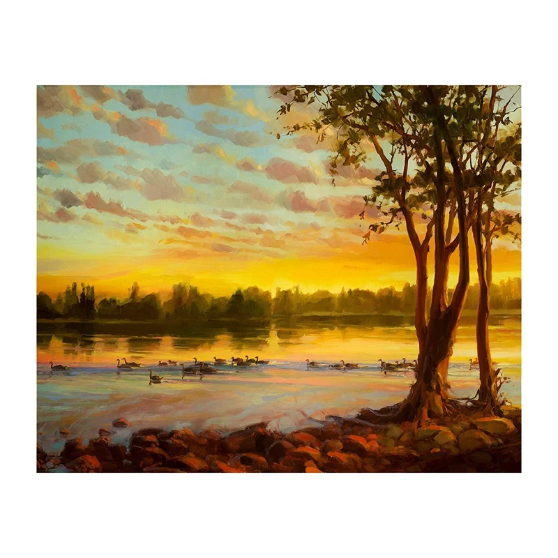 Ducks Paint By Numbers For Adults Beginner On Wrinkle-Free Canvas Paintworks For Home Decor(Without Frame),20X16 Inch