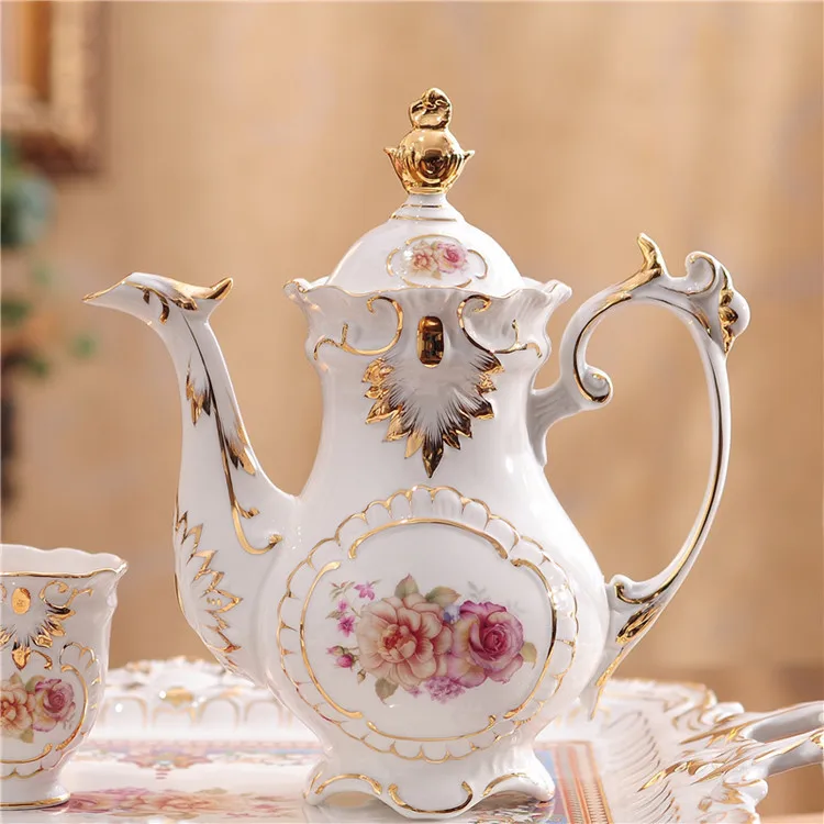 Juego de café europeo, juego de té de la tarde inglés, taza de café de té perfumado con plato grande