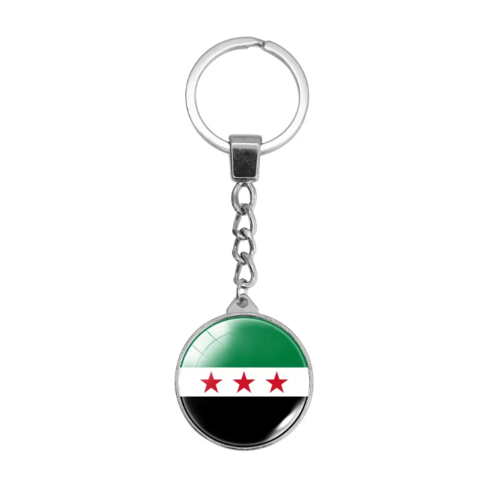 Syrian New Old Flag Time Gem Metal Keychain Double Sided Keyfod Pendant Keyrings Women Men Car Jewelry