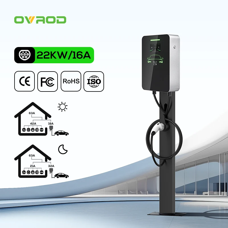 Ovrod Dynamic Load Balancing Ev Charger Tipe 2 Car Charging Station New Energy Ac 22Kw Ev Charger With Load Balance