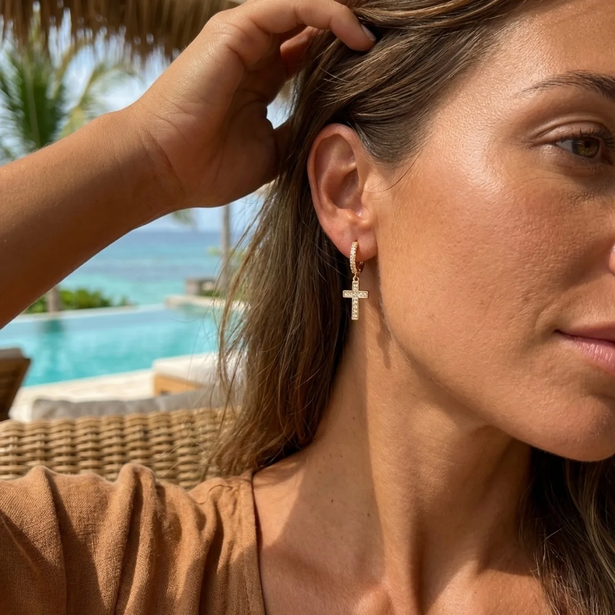

Trendy Minimalist Inlaid Cubic Zircon Cross Drop Earrings For Women Men Elegant Christian Cross Earring Luxury Statement Jewelry