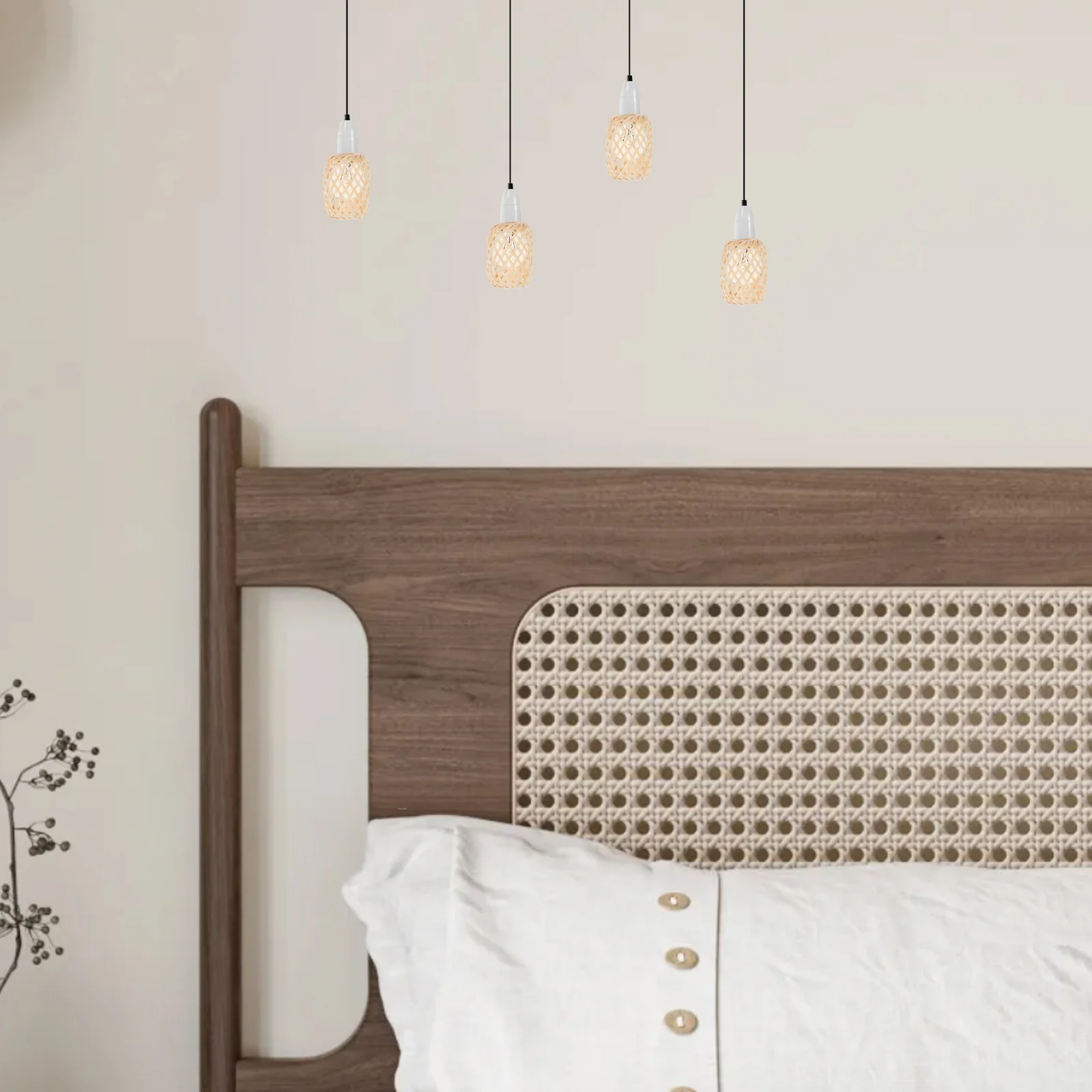 

4Pcs Handwoven Bamboo Lantern Shades Mini Lampshades Decorative DIY Lights Cover Home Party Wedding Decor Handwoven Lamp Shade