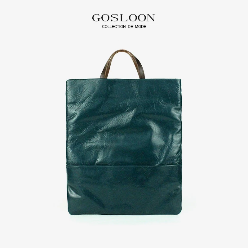 

GOSLOON-Women's fashion handbag Oil wax leather lightweight high-capacity shopping bag Luxury brand one shoulder messenger bag