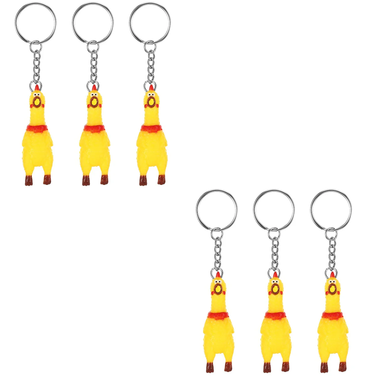 

2 Pack Rubber Chicken Keychain Bulk Toy Shrilling Charms Party Favors Screaming