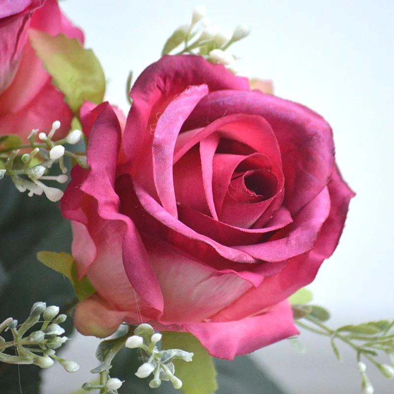 Artificial Silk Bouquet Autumn Color Oil Painting Rose Fake Flower Wedding Photography Props Home Living Room Garden Decoration