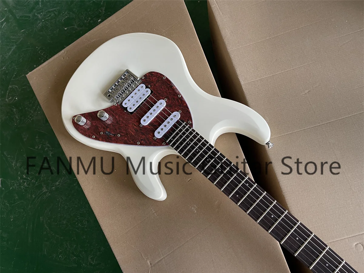 Classic white guitar solid wood body SSH pickup, red turtle shell guard, rosewood fingerboard, maple neck, fixed bridge