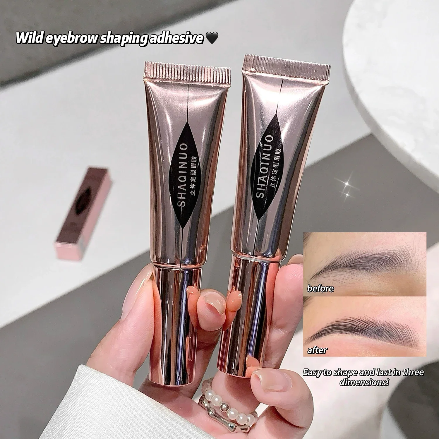 Eyebrow Styling Gel Easy to Shape & Long-Lasting Hold, Small Brush for Effortless Application, Naturally Colored for Al