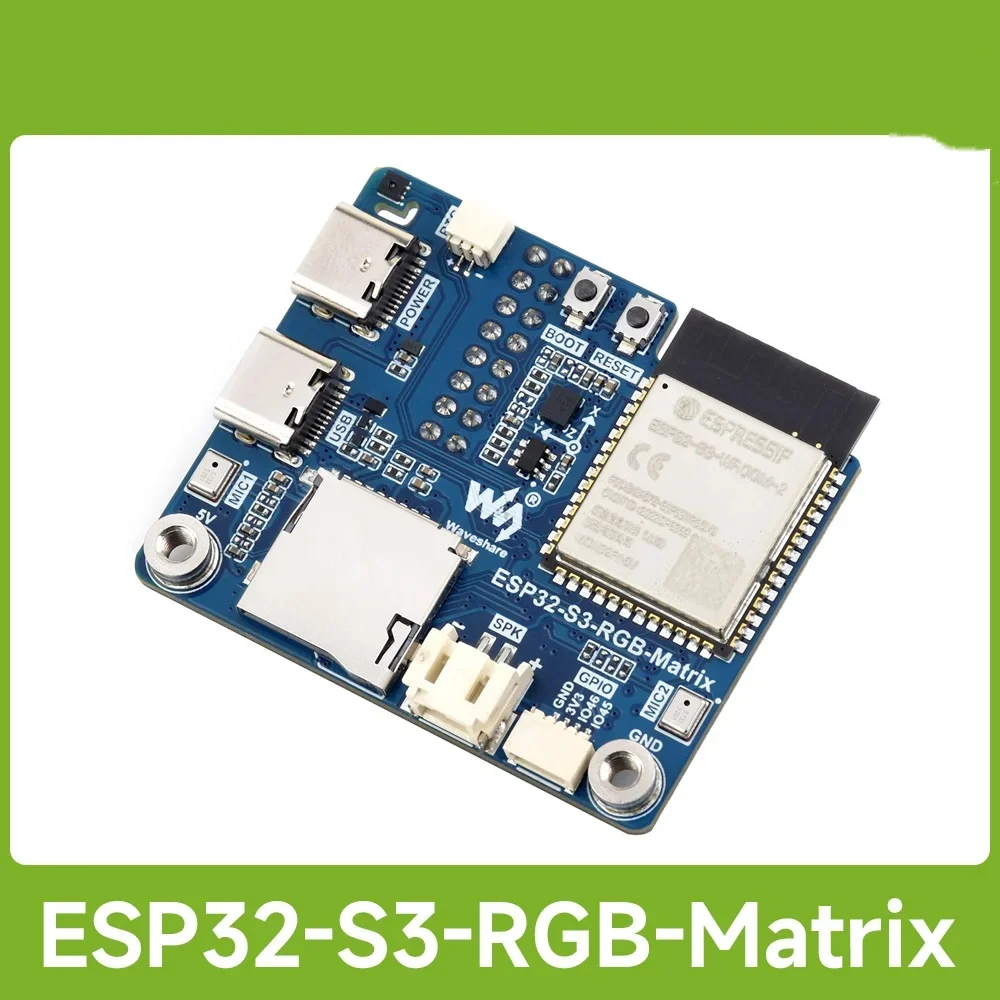 Waveshare ESP32-S3 RGB Matrix Driver Board, Onboard Dual Microphones Array, Supports 2.4 GHz Wi-Fi And Bluetooth 5 (BLE)