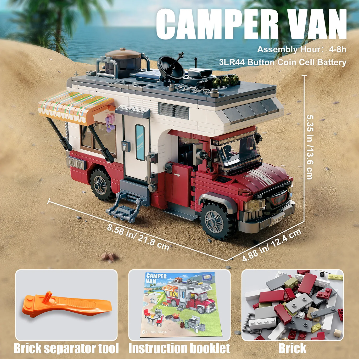 924PCS Camper Bouwstenen Set Montage Puzzel Bricks Model met LED Licht Desktop Decoratie Geschenken